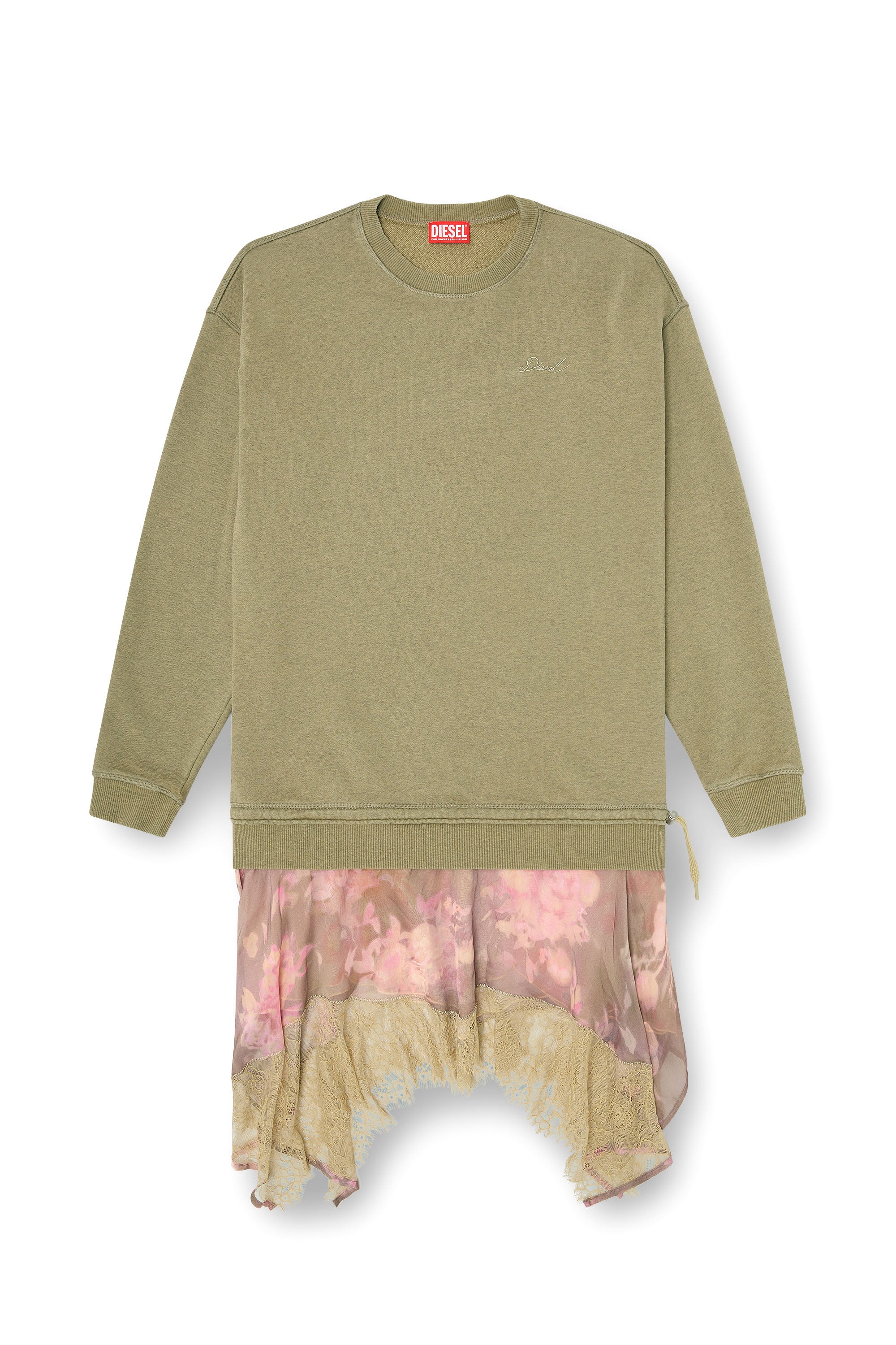 D-Orley Abito Felpa Con Gonna In Chiffon E Pizzo