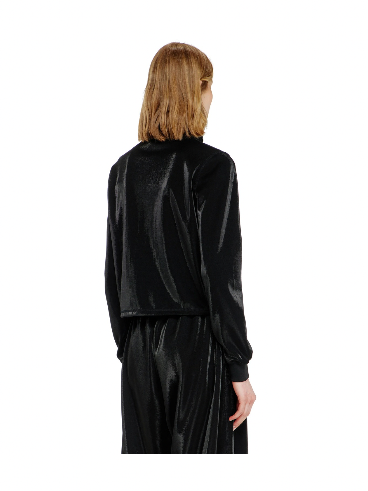 F-ROSY Felpa Con Zip Effetto Piquet Lucido