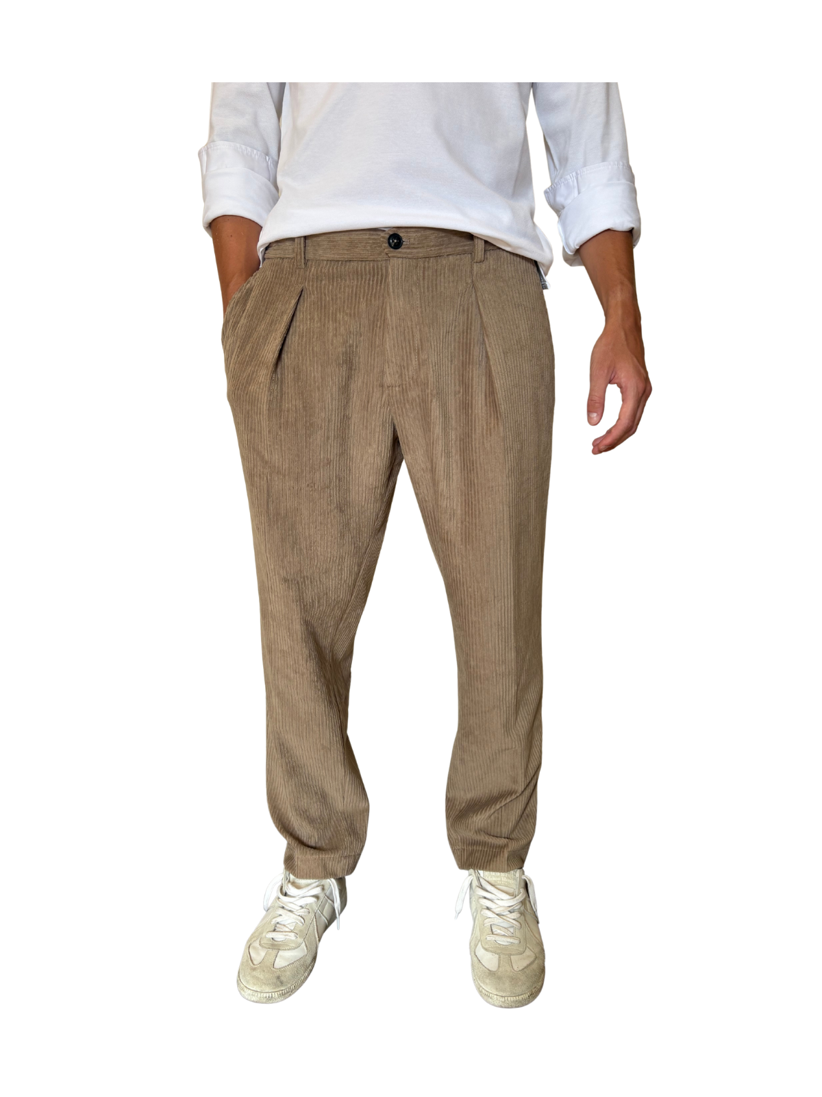 DUALFIT VELVET TROUSERS WITH PLEATS