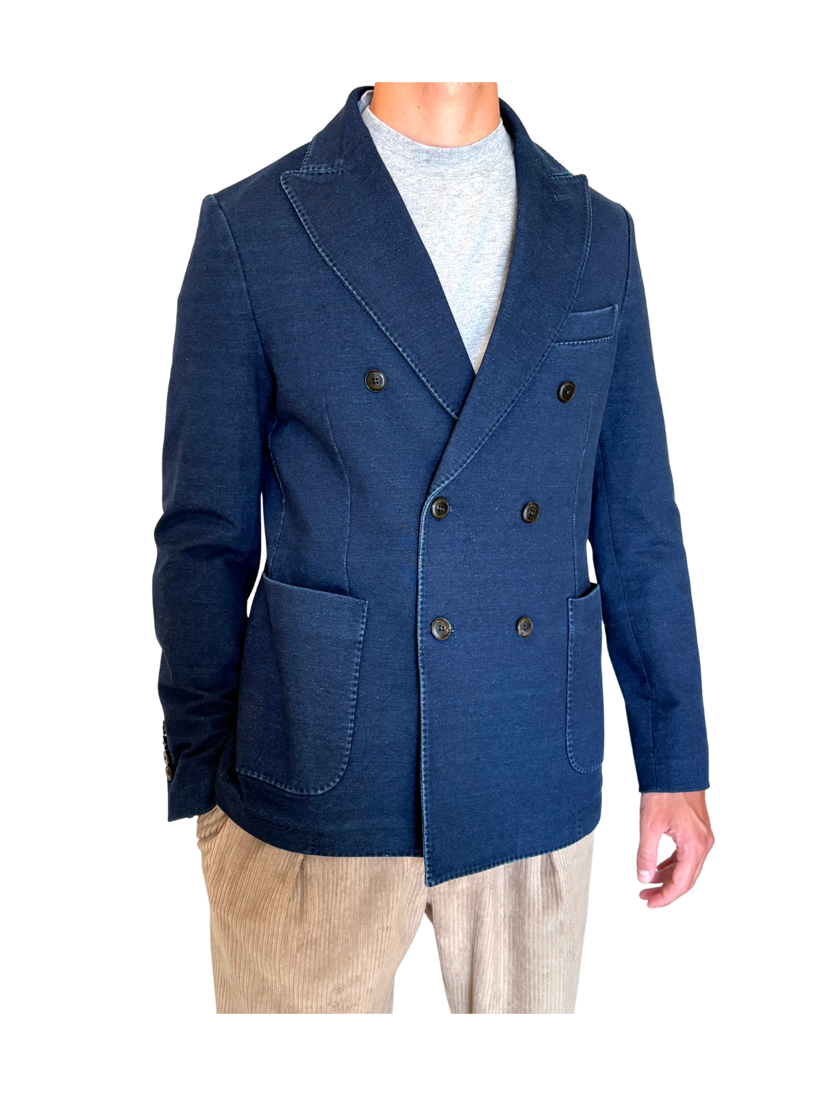 DOPPELREIHIGES SAKKO AUS BAUMWOLLJERSEY
