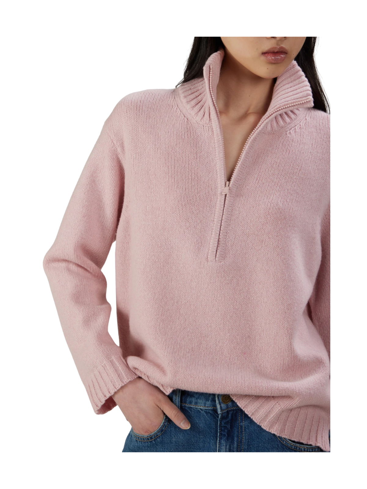ROLLKRAGENPULLOVER AUS WOLLE UND KASCHMIR MIT REISSVERSCHLUSS