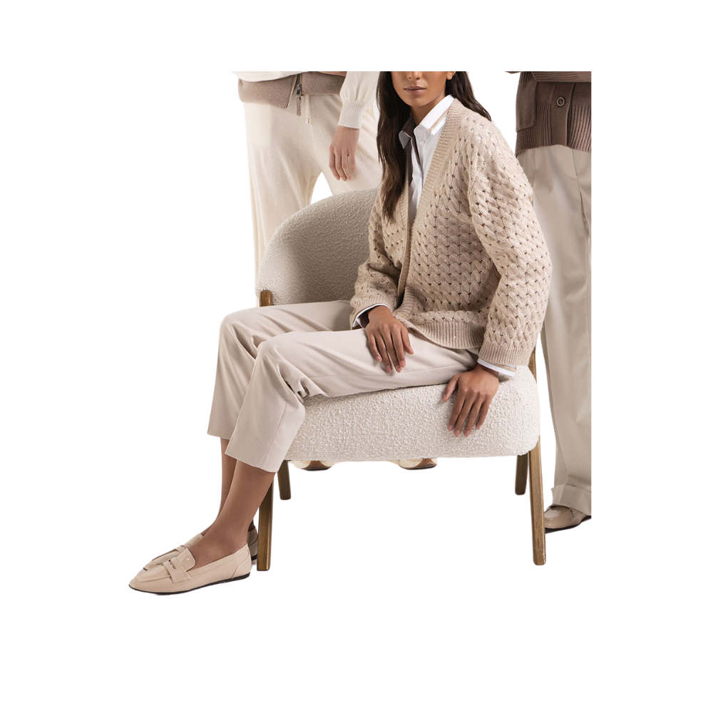 Cardigan traforato in cashmere