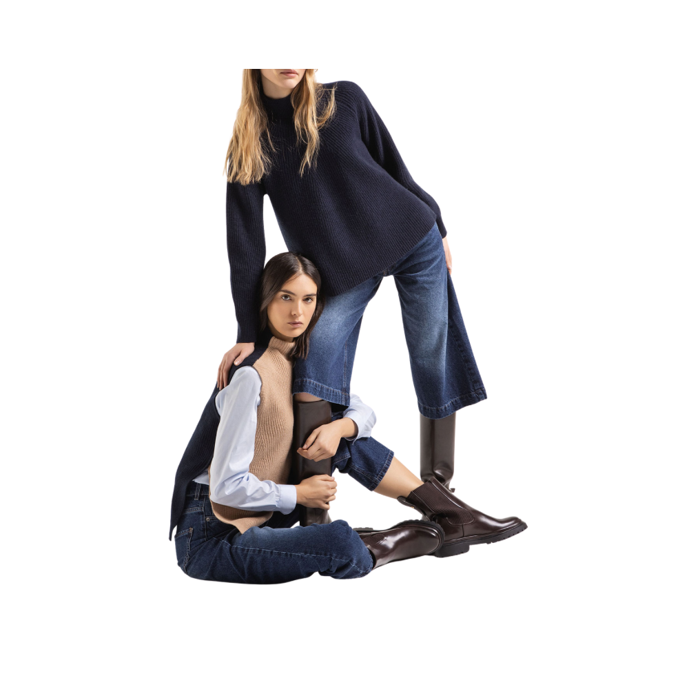 High neck in lana e cashmere